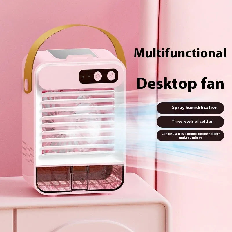 Dark green desktop air humidifier with USB port and control buttons measuring 19cm wide