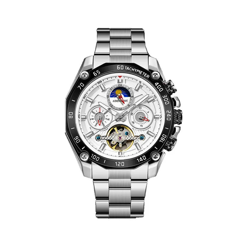Men's automatic mechanical watch with stainless steel case in various colour options.