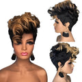 Short curly wig with Qi bangs, high temperature wire, 15cm length, adjustable elastic buckle for 52-56cm head circumference