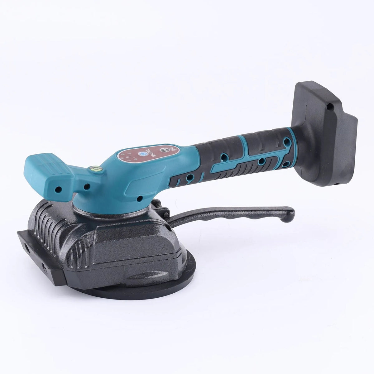 Household electric ceramic tile tiling machine with lithium battery and two batteries on work surface