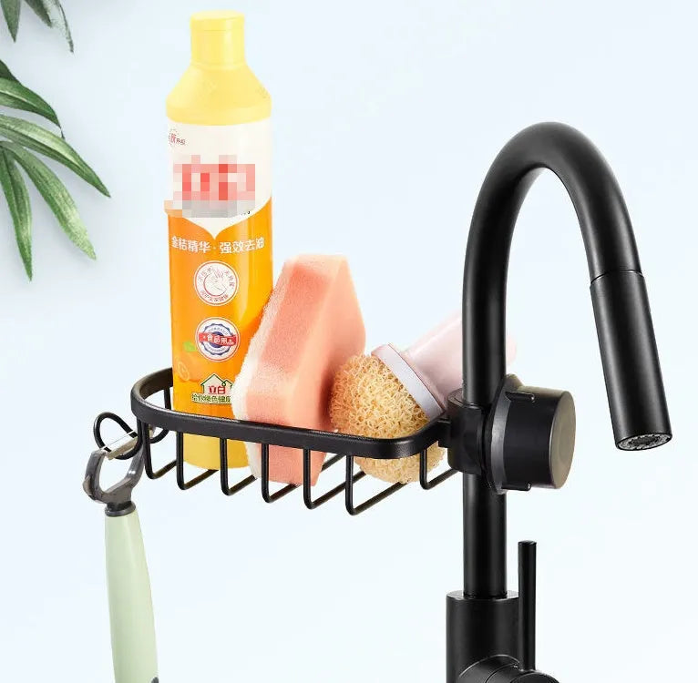 Black aluminium bathroom shower shelf rod, 30 cm long, mounted on a tiled shower wall