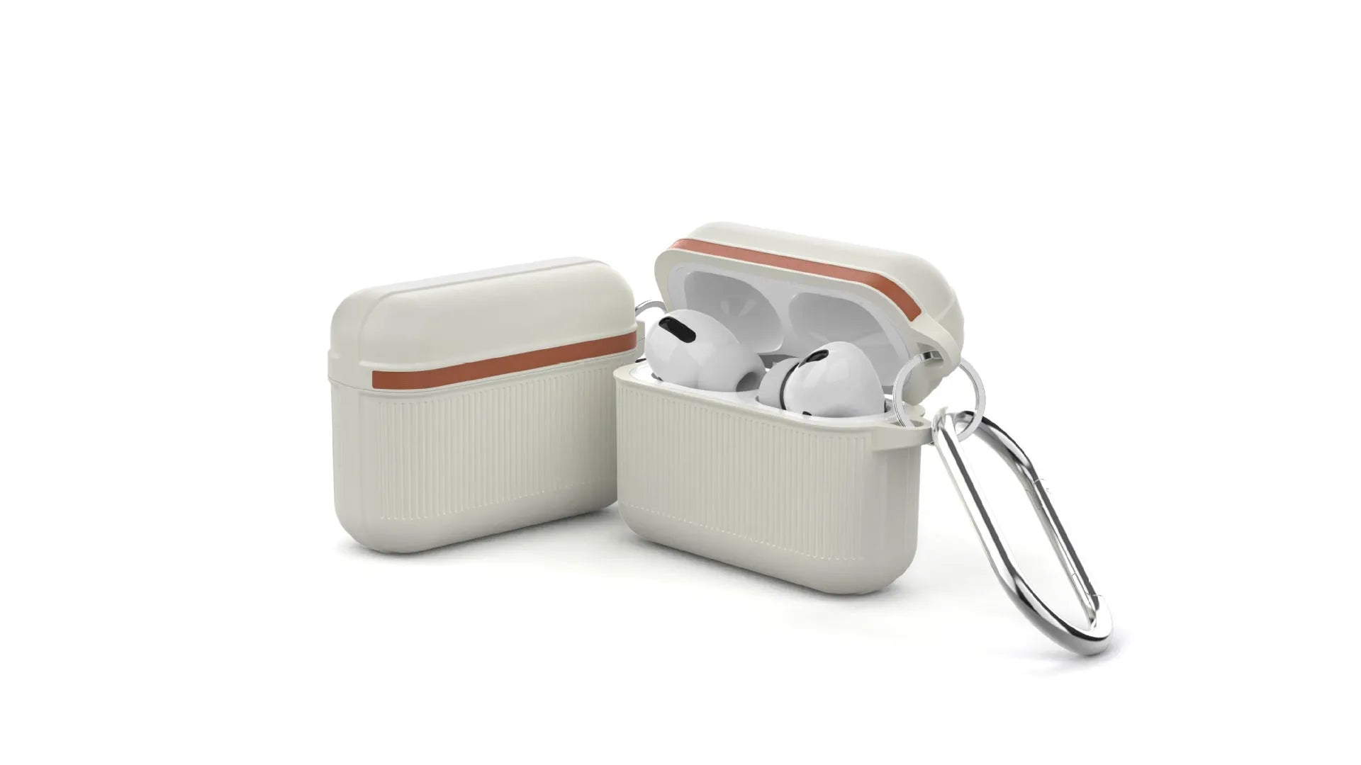 AirPods silicone protective case with thick corners and metal buckle closure in various colours