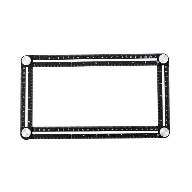 Aluminium alloy four-sided ruler angleizer template tool with sliding rulers locked into shape