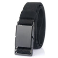 Men's casual belt with magnetic alloy buckle on polyester strap in neutral colour options
