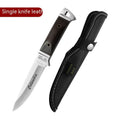 Camping fruit knife with stainless steel blade, national style design, and leather protective case