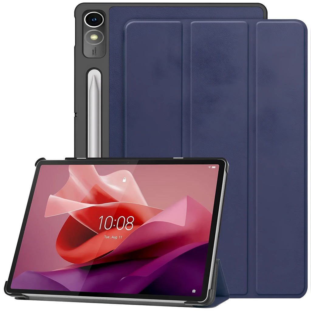 Lenovo Tab P12 tablet protective case with three-fold stand function in multiple colour and pattern options