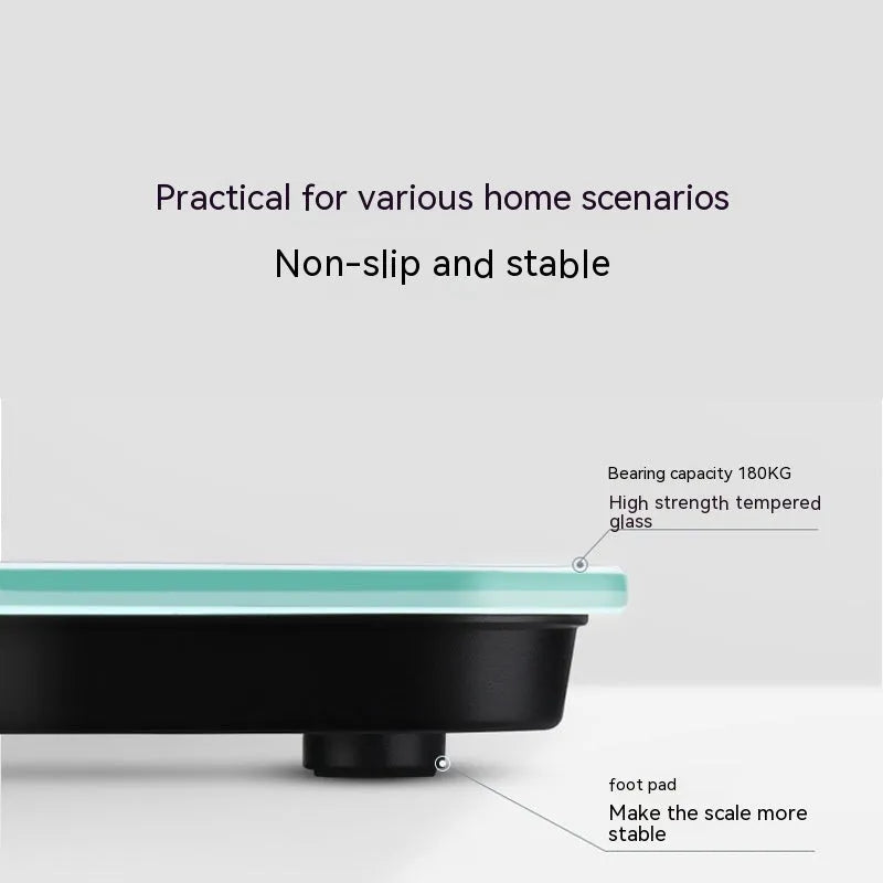 Electronic body scale with cross pattern in black, rose red, or white colours with USB charging