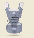 Breathable baby waist stool carrier in mint green with shoulder strap and back bag
