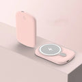 MagSafe magnetic wireless power bank in Barbie Pink, Gentleman's Black, Ivory White, and Lightning Purple colour options.