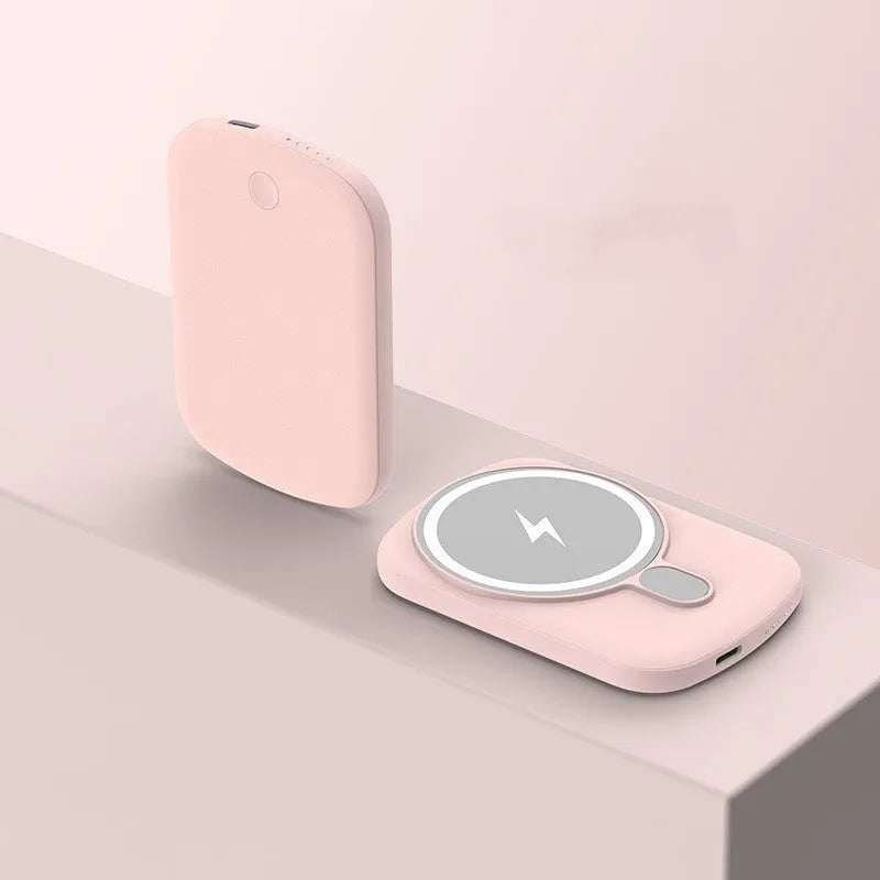 MagSafe magnetic wireless power bank in Barbie Pink, Gentleman's Black, Ivory White, and Lightning Purple colour options.