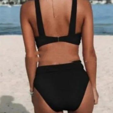 Women's solid colour bikini set in a slim fit, shown in one of four colour options.