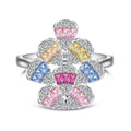Water drop geometry colour zircon ring silver platinum finish women ring white gold colour