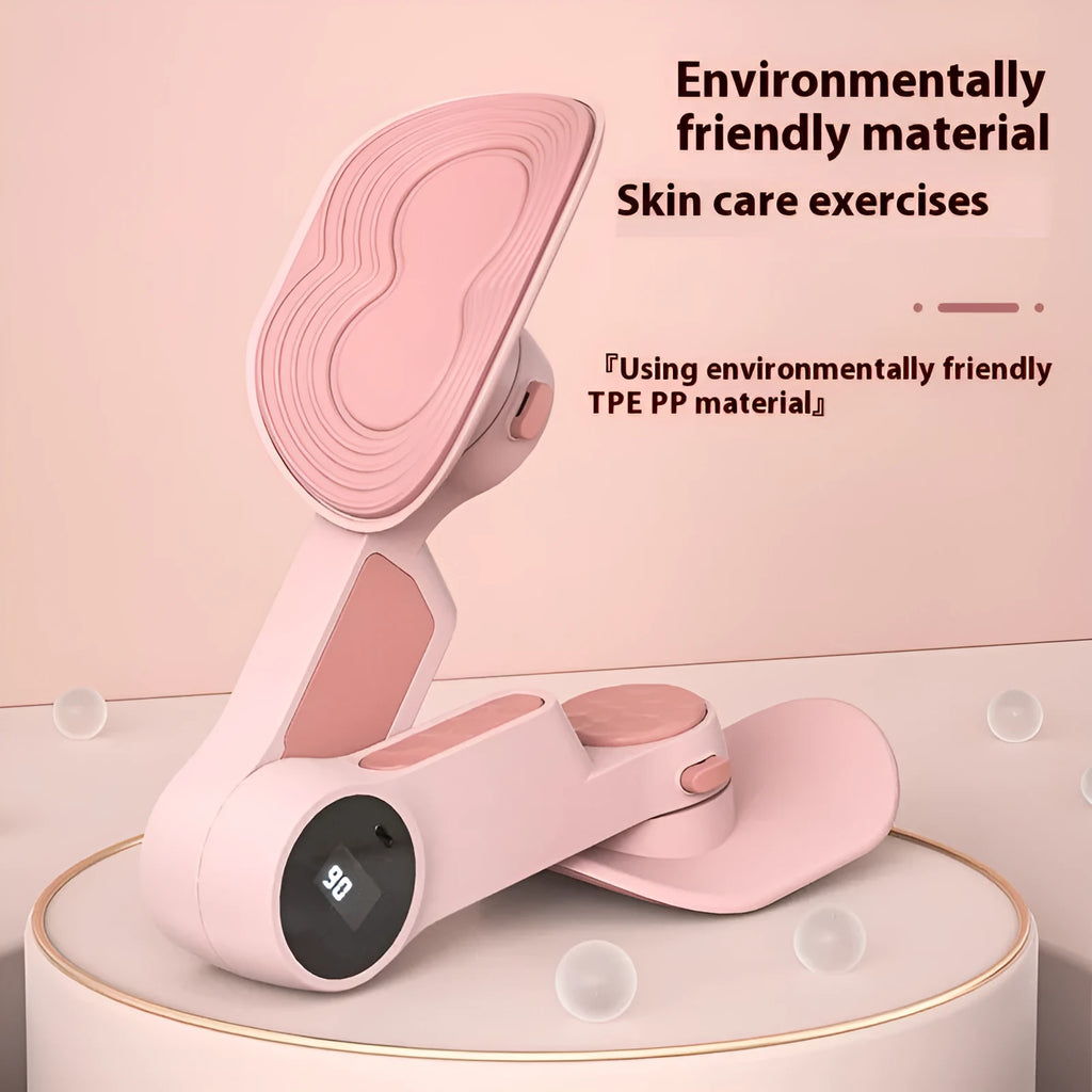 Intelligent counting pelvic floor muscle trainer in white peach pink with 360 degree rotation for leg shaping