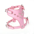 Black spiked studded PU leather dog harness vest with adjustable straps for small breeds