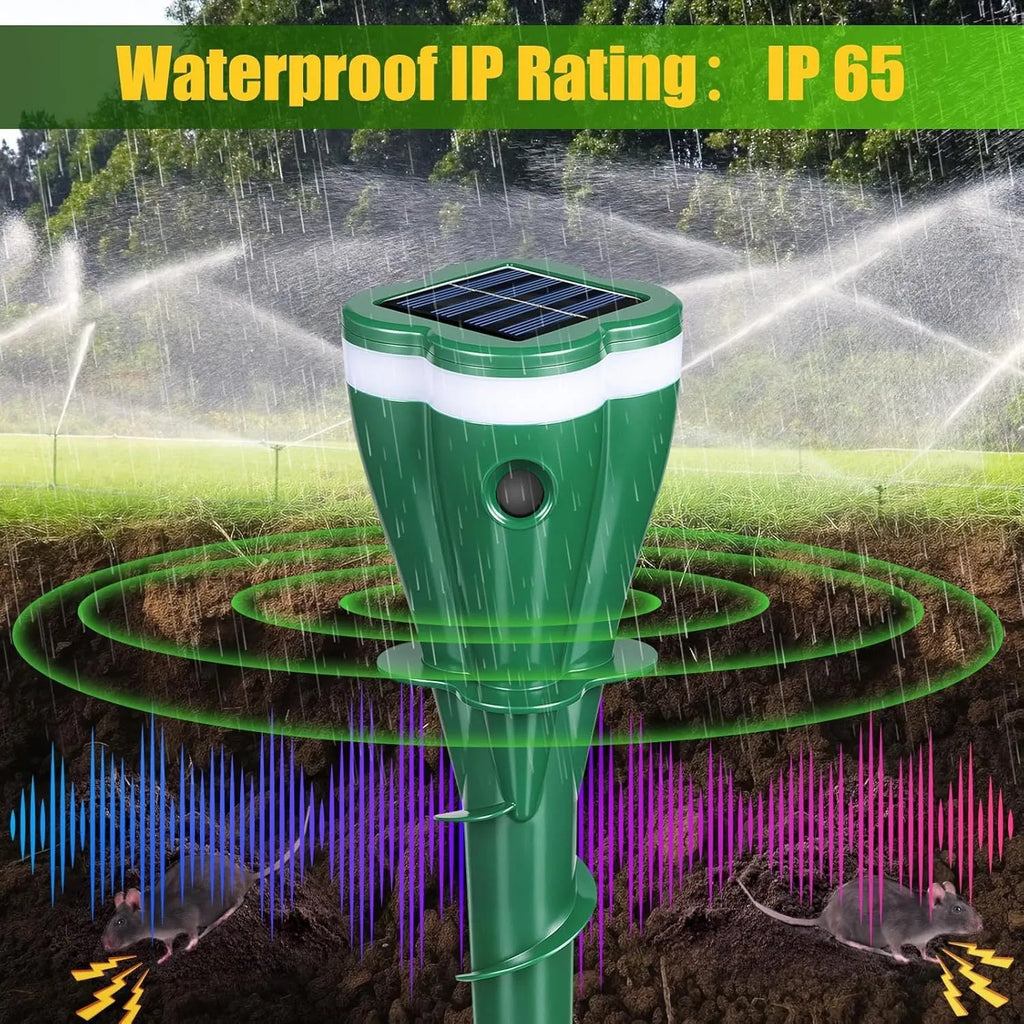 Outdoor solar energy rat and snake repellent spiral inserted in garden soil