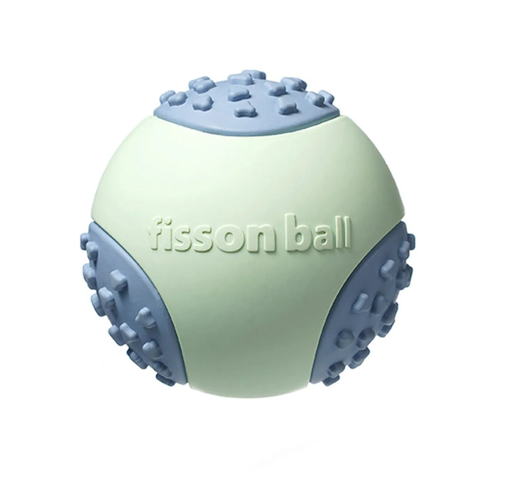 Green and pink motion-activated rolling ball dog toy for small to medium dogs