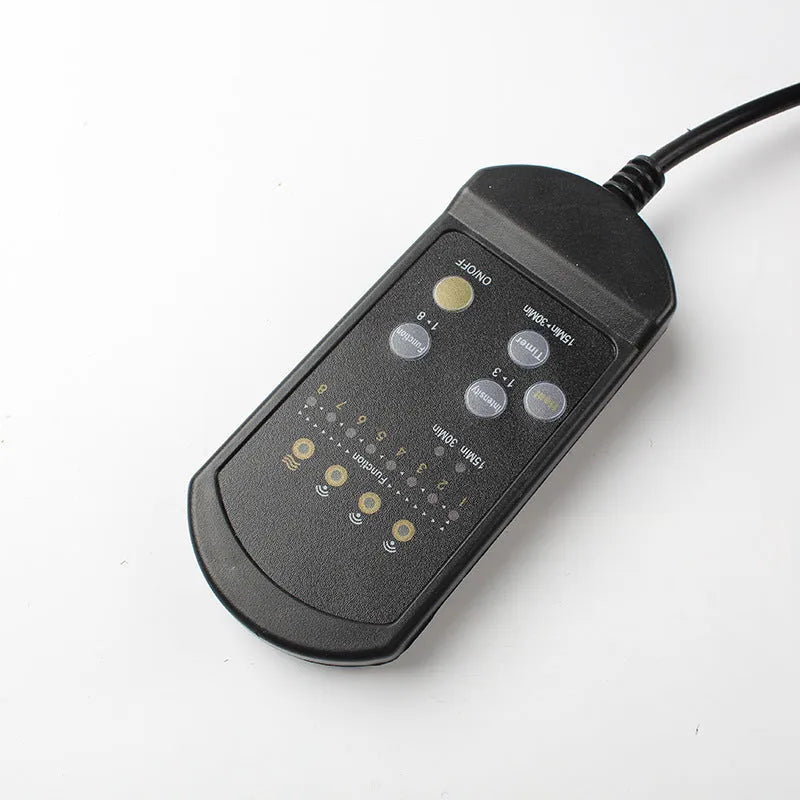 Black heating massage mat seat cushion with AC power cord and infrared physiotherapy function.