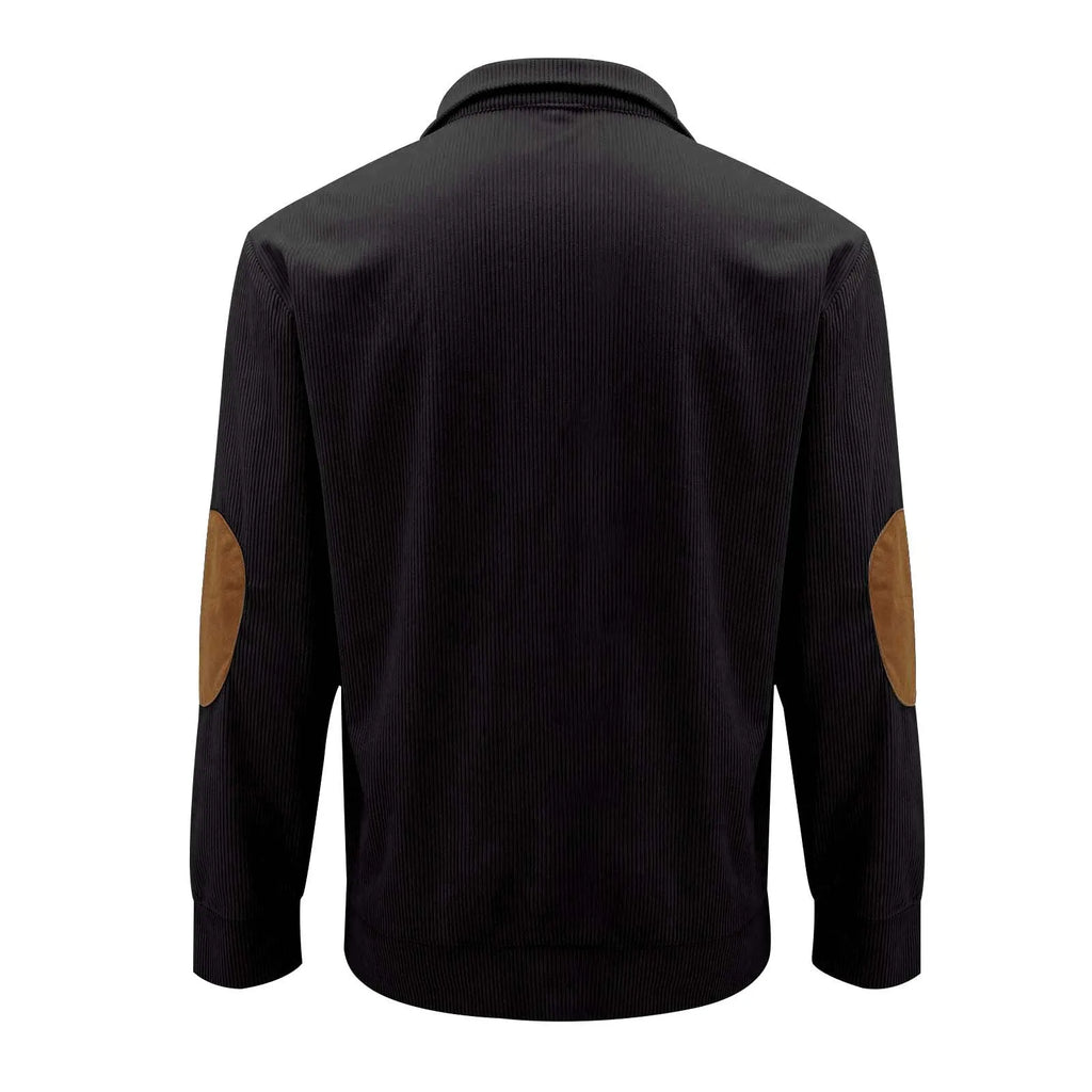 Men's casual stand-collar long sleeve pullover sweatshirt in loose fit, solid colour, polyester fabric