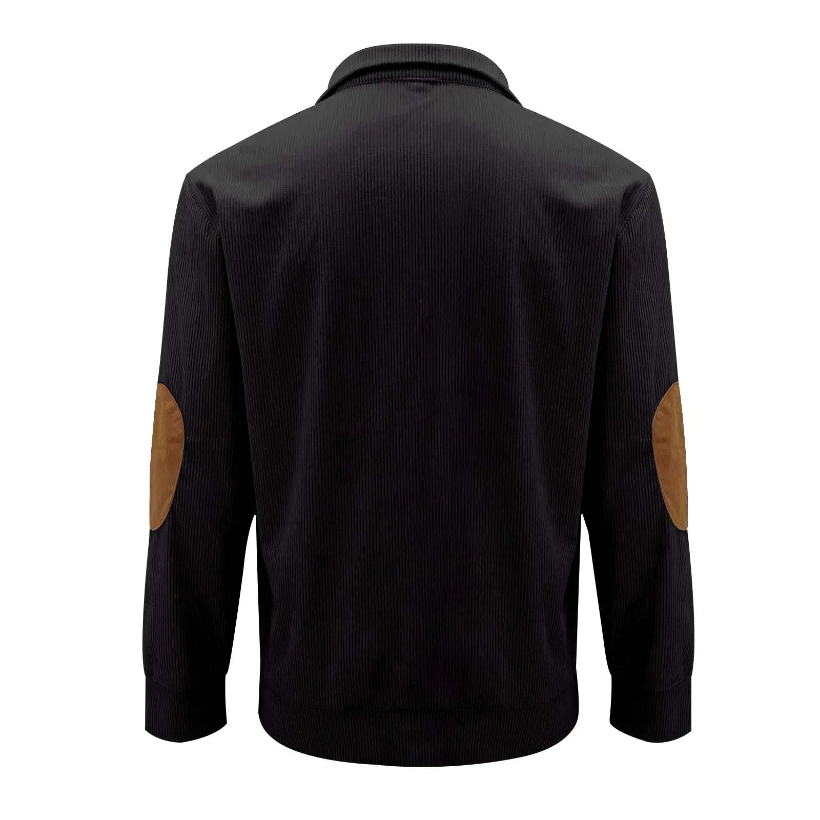 Men's casual stand-collar long sleeve pullover sweatshirt in loose fit, solid colour, polyester fabric