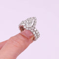 Love ring with pear-shaped moissanite on S925 silver band platinum-plated finish sizes 5 to 9