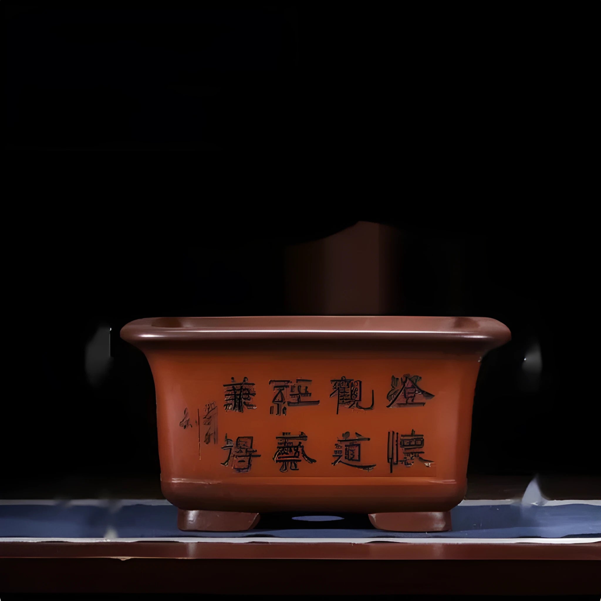 Large purple clay Chinese style flower pot for indoor bonsai and plants
