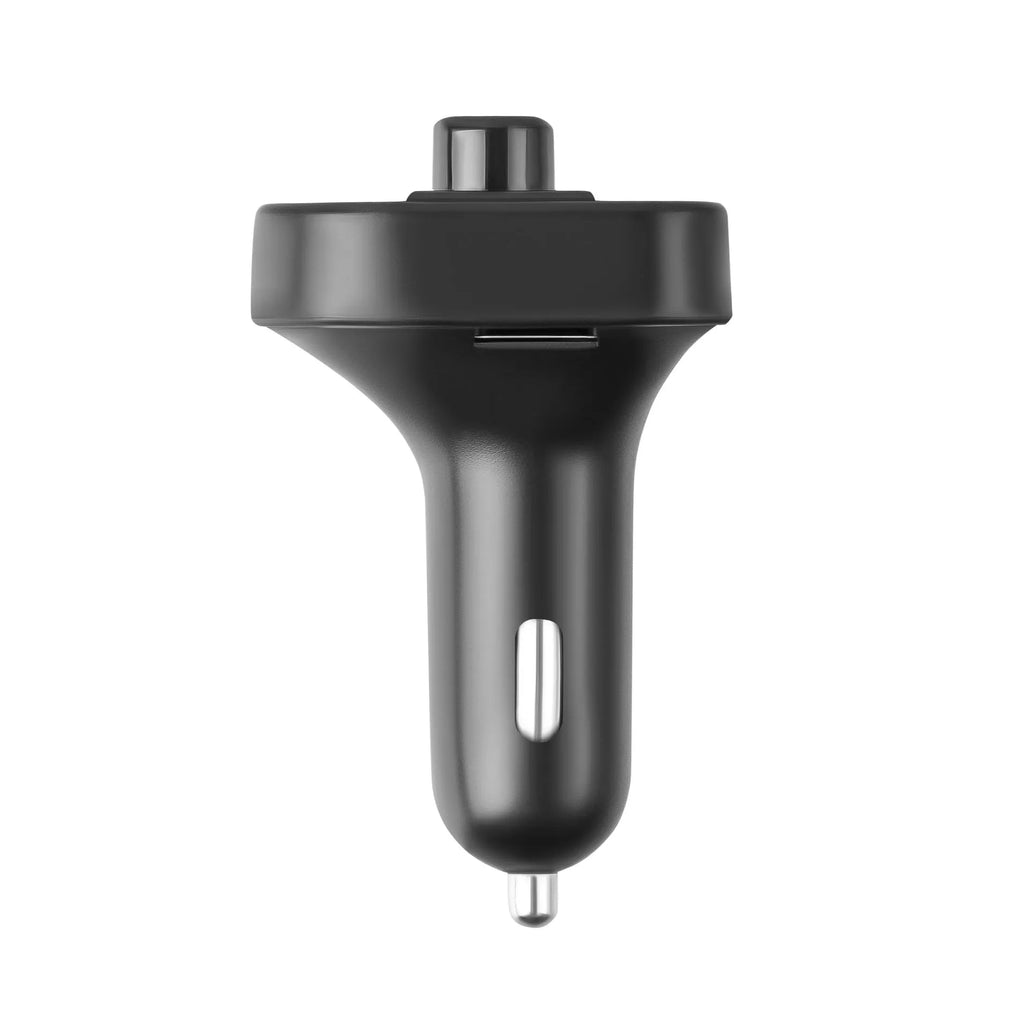 Black ABS car MP3 Bluetooth player, model 805, with 1.1-inch monochrome screen and cigarette lighter plug.