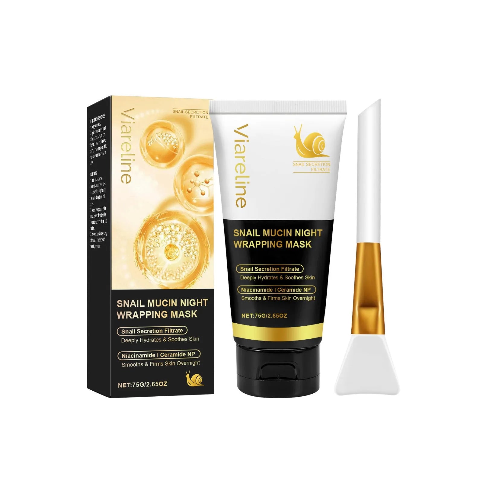 Turmeric sleep mask set showing 120g jar and application brush for overnight facial treatment