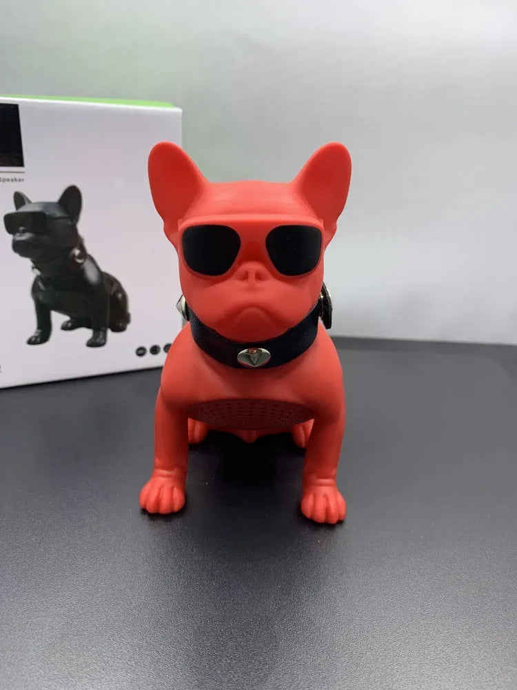 Miniature bulldog-shaped Bluetooth speaker in black colour showing compact portable design