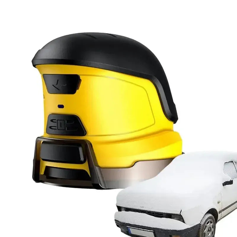 Yellow cordless electric ice scraper with USB charging cable for car windscreen deicing