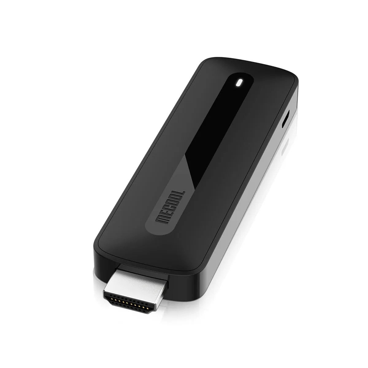 Black Android 4K network player S905Y4 with Bluetooth remote control on desk