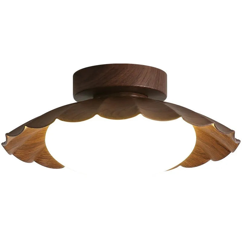 Round 25cm beige mid-ancient silent balcony LED ceiling light with acrylic shade and iron frame