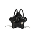 Black PU leather women's backpack with metal butterfly pendant charm and chain accents