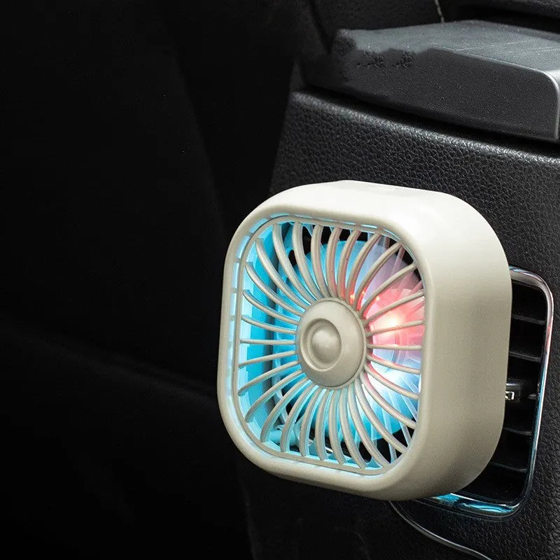 F11 model car USB fan with three-speed controls in black or khaki colour options