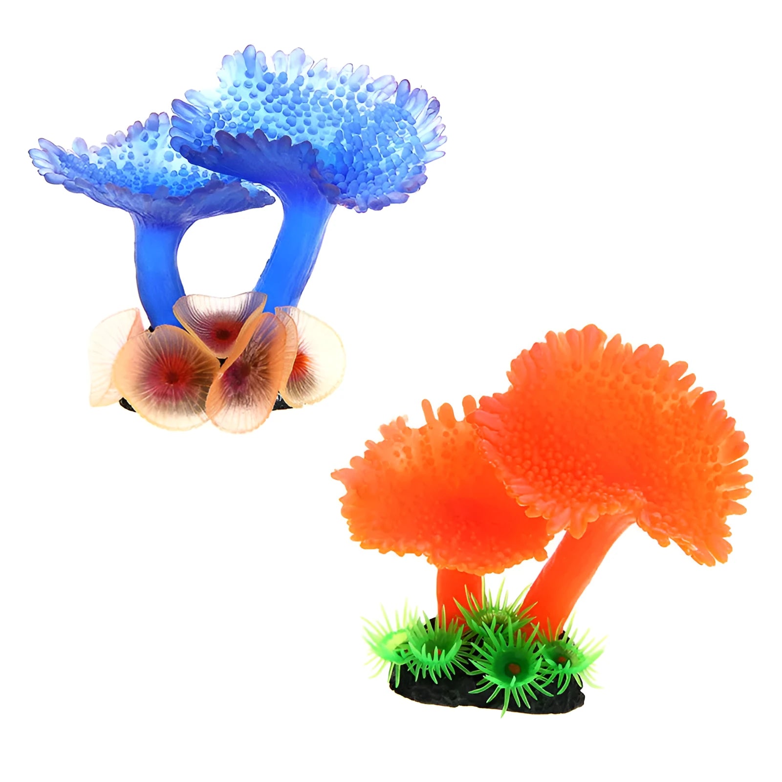 Blue artificial coral plant simulation for aquarium landscaping, 9.5cm size, non-fading decoration