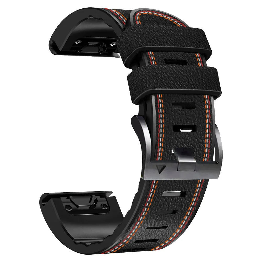 Silicone leather replacement watchband for Garmin Fenix smartwatches in four colour options