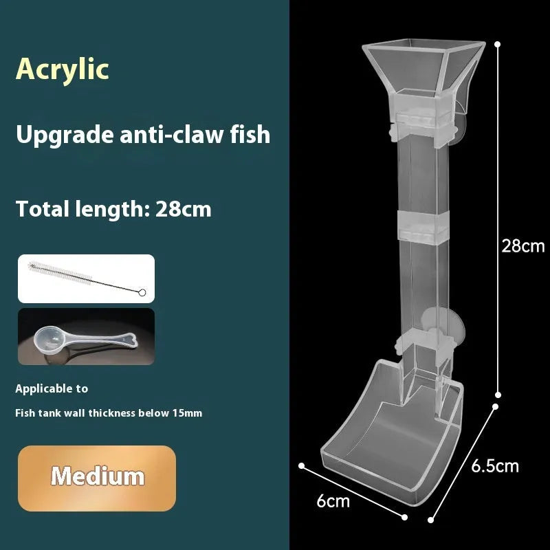 Plastic aquarium feeding tube set with cleaning brush and spoon in three sizes: 17cm, 28cm, and 38cm.