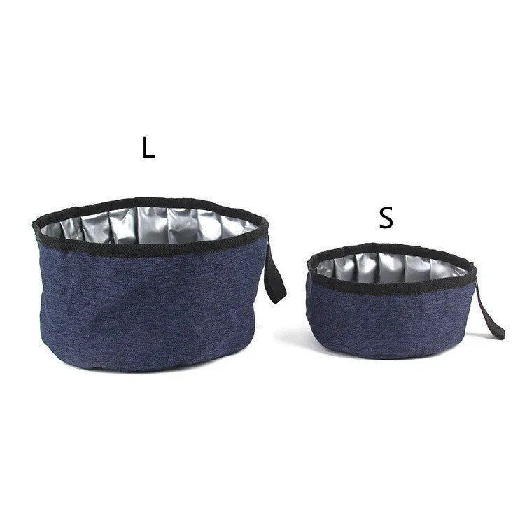Oxford cloth portable folding dog bowl in camouflage green with round shape for outdoor use