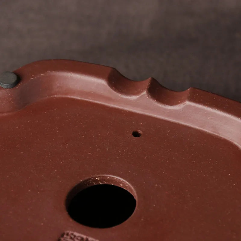 Handmade purple clay bonsai basin in classical Chinese plain style measuring 25x20x7cm