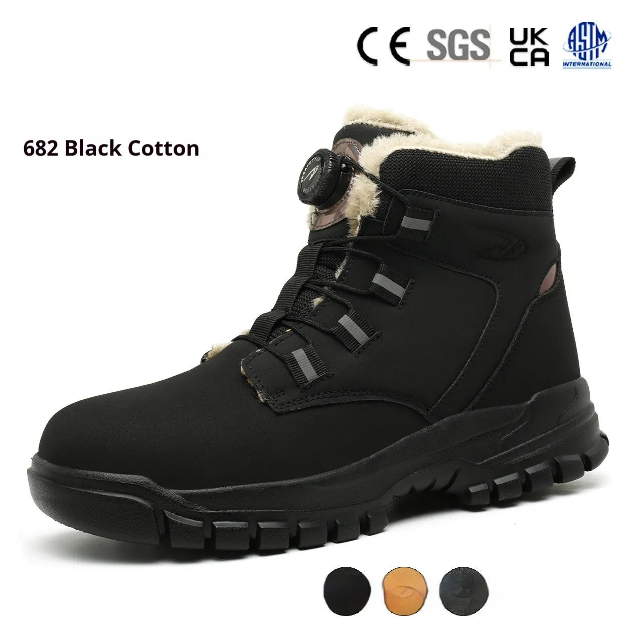 Leather labour protection safety shoes with rubber sole in black, yellow, and grey colour options