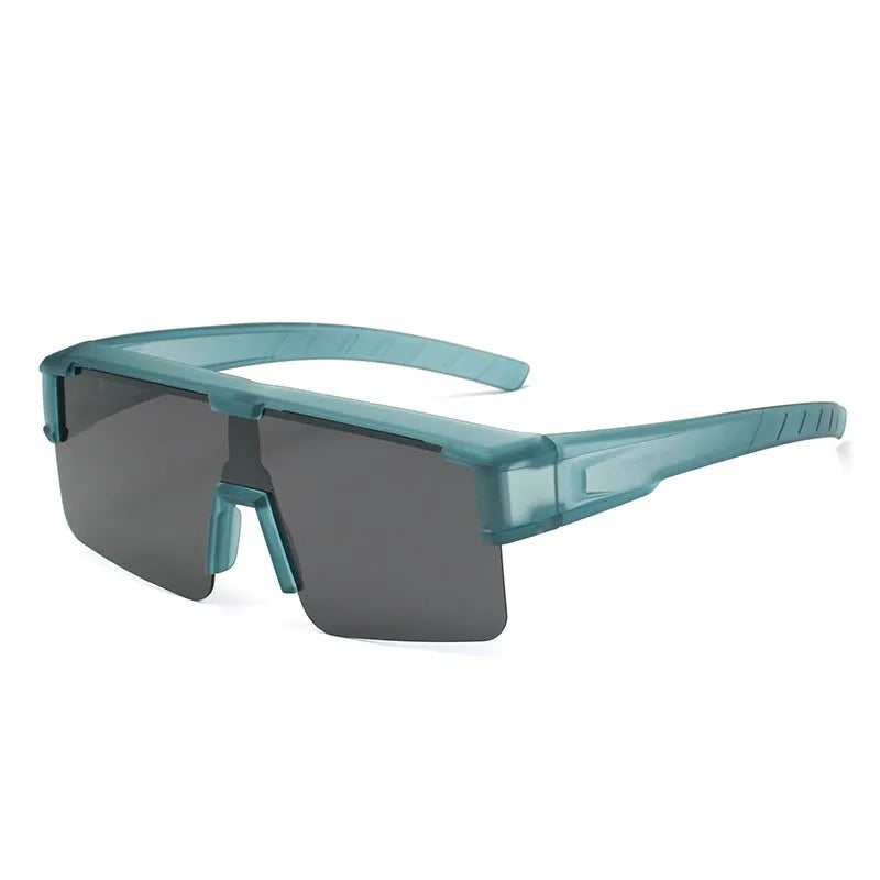 Men's outdoor riding glasses with gray lenses and bright black frame for wind and sand protection