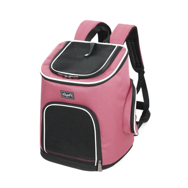 Blue pet dog backpack made of Oxford cloth and hexagonal mesh for carrying cats and dogs up to 15 jin