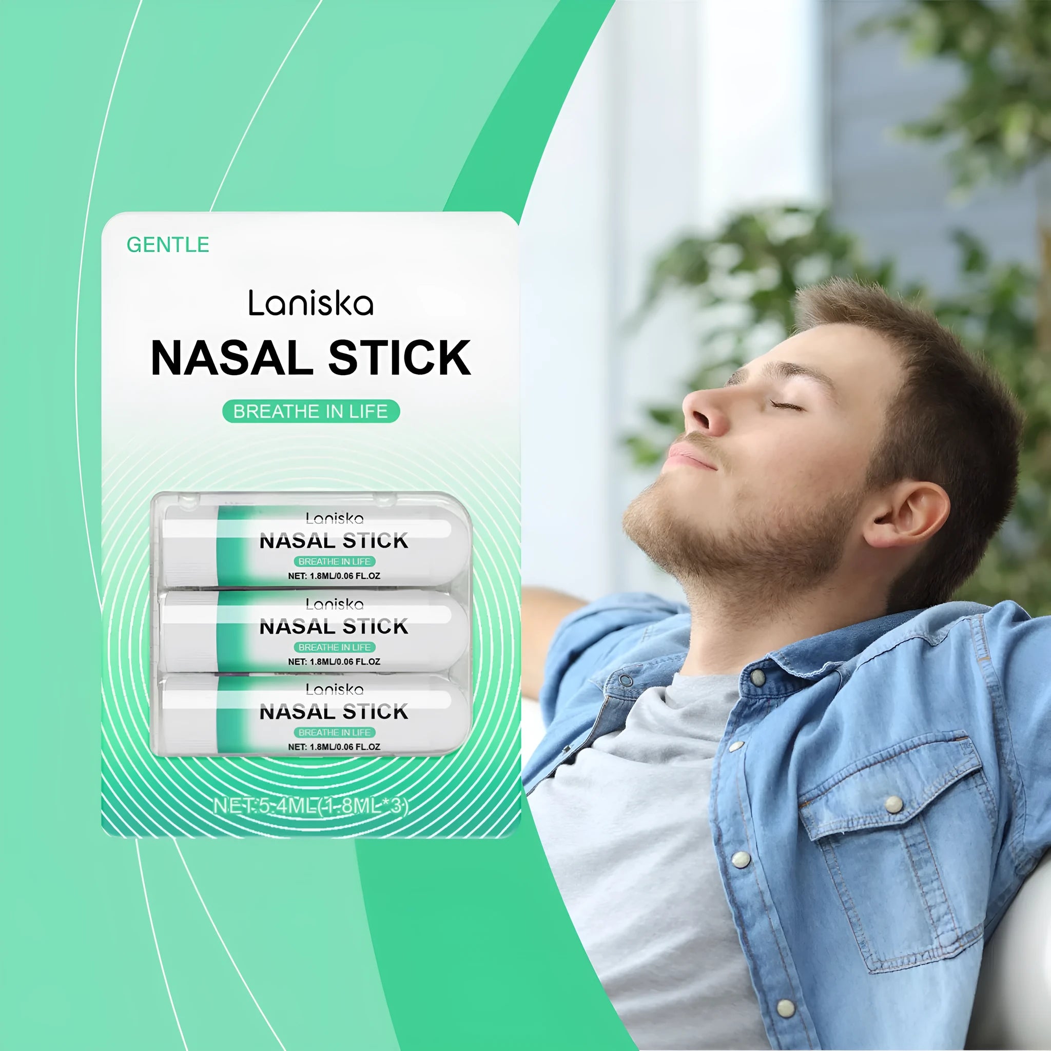 Mint cooling nose spray set showing three 1.8 ml bottles with menthol and spearmint formula