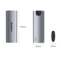 Grey mobile SSD external hard drive for phones showing USB 3.0 connector and compact design.