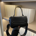 Women's PU crossbody bag in horizontal square shape with sewing line detail and document pocket