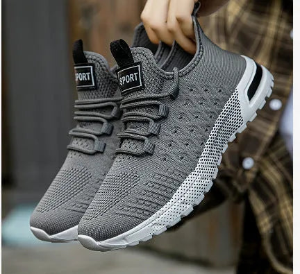 Men's solid colour casual shoes with a breathable mesh upper, shown in Army Green.