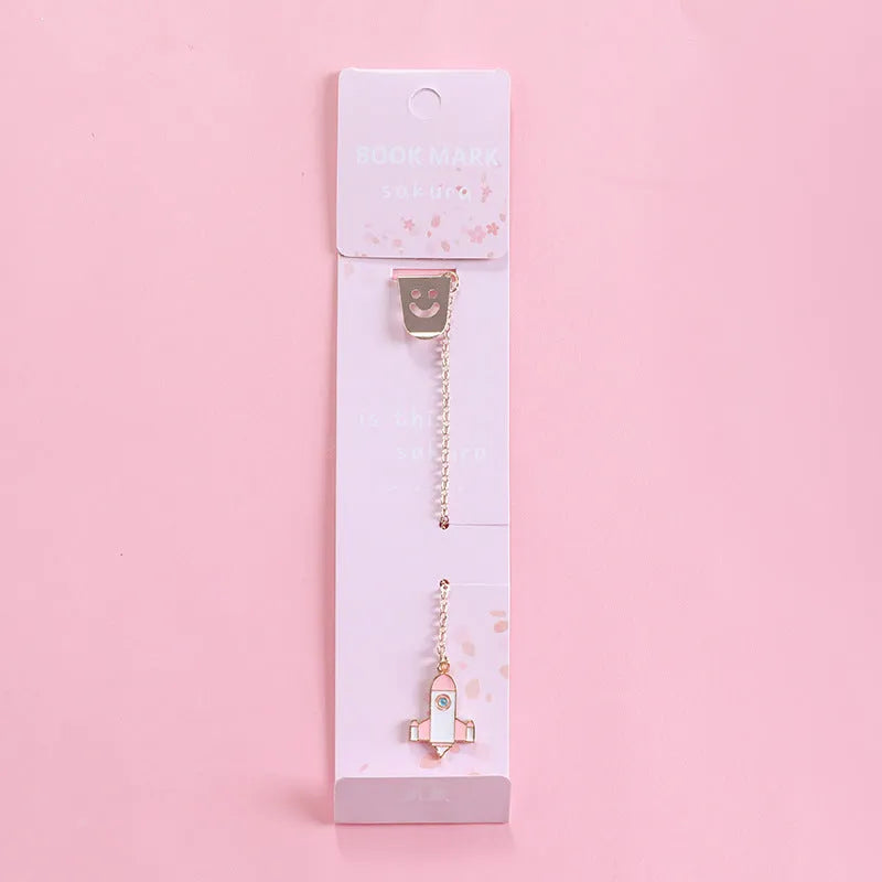 Alloy metal bookmark with cartoon pendant charm in various character designs