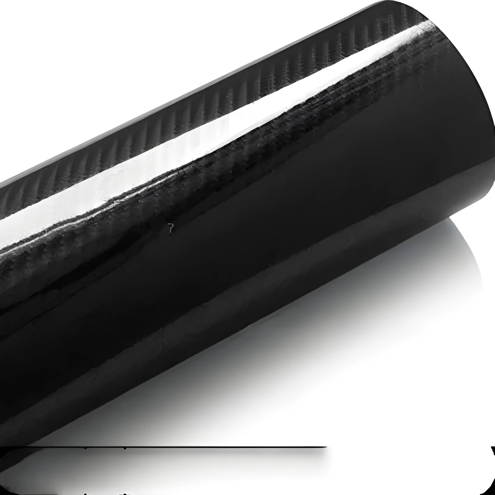 Glossy 3D carbon fiber veneer PVC film on a black surface showing realistic texture