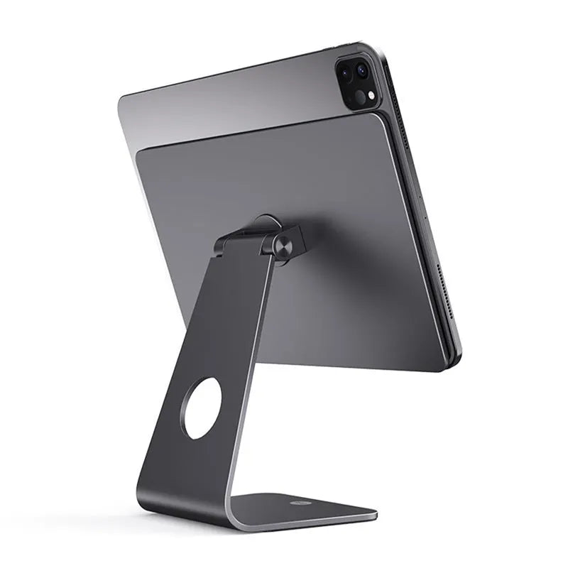 Space gray magnetic rotating desktop tablet bracket for iPad Pro 11-inch and 12.9-inch on a desk