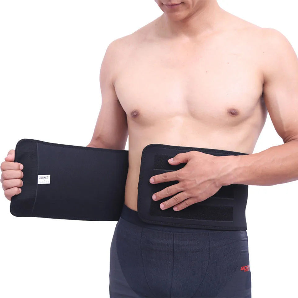 Neoprene breathable sports fitness belt with lumbar support, black colour, 19.5cm width