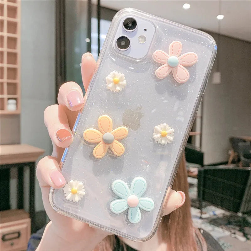 Soft rubber iPhone case with New Year's flowers and Xuanya flowers design in picture colour.